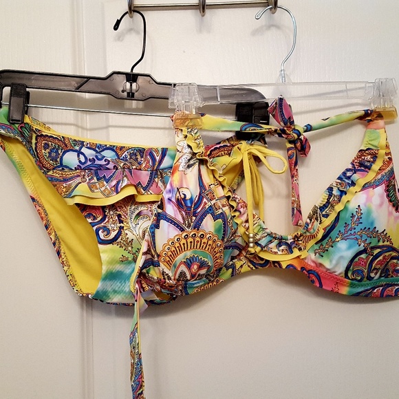 Becca Sexy Yellow Ruffled Bikini - Picture 3 of 7